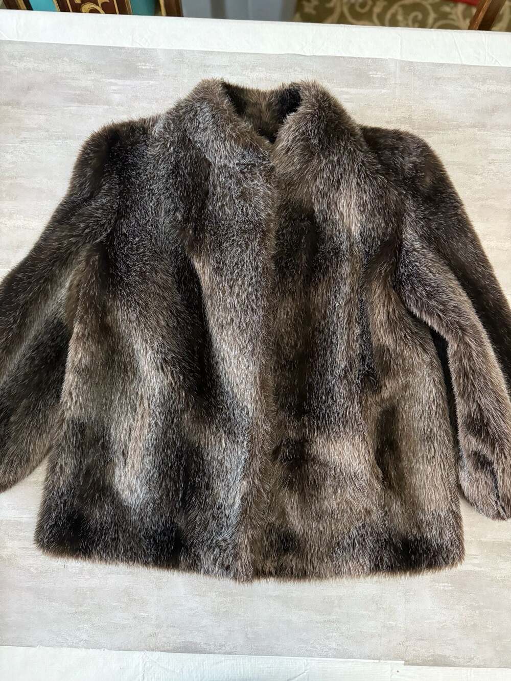 Vintage Hillmoor New York Brown Faux Fur Jacket ILGWU Made in USA